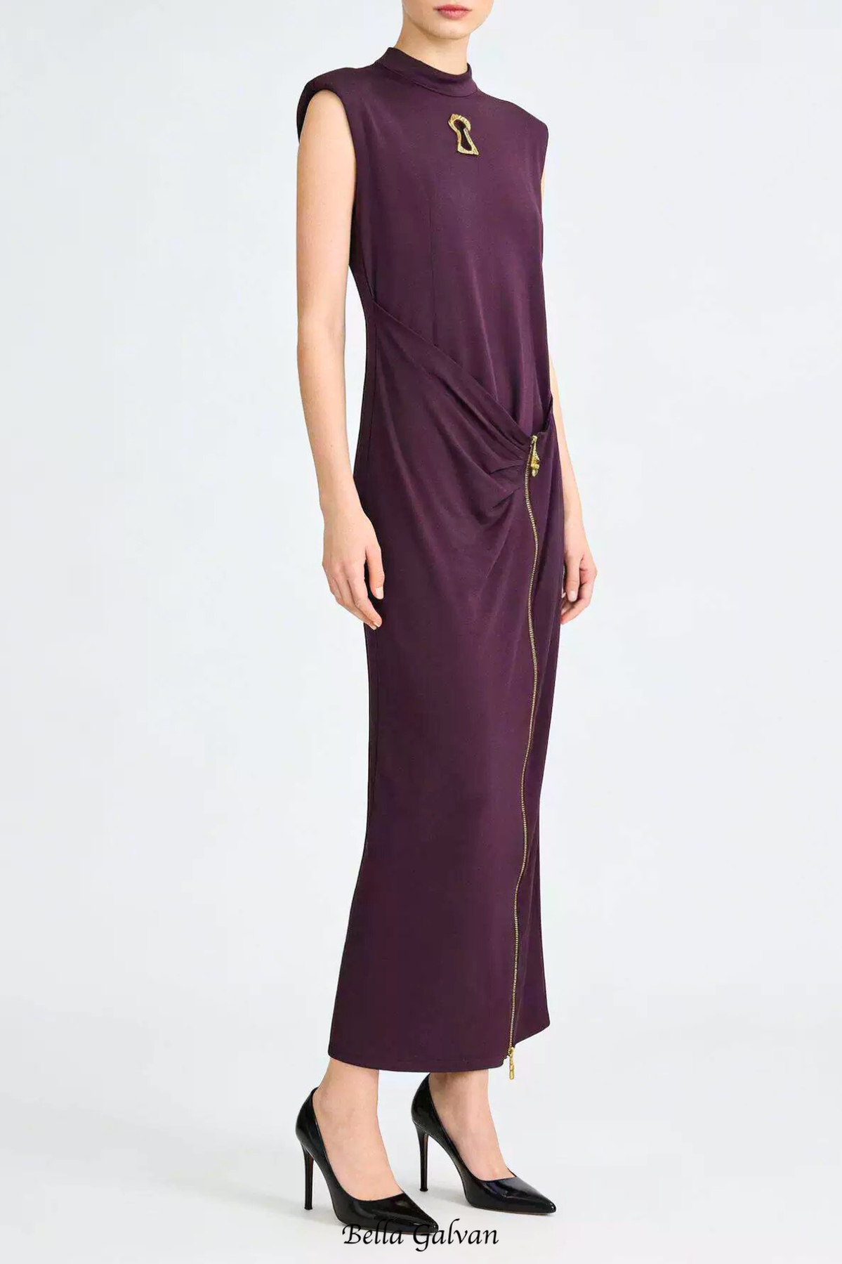 Leifs Sleeveless Zip Maxi Dress - Purple