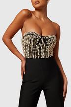 Flowering Girl Women Jecori Pearl Strapless Bandage Jumpsuit
