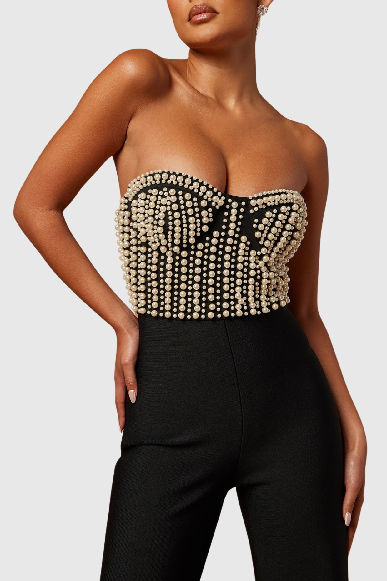 Flowering Girl Women Jecori Pearl Strapless Bandage Jumpsuit