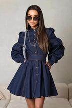 Flowering Girl Women Lena Puff Sleeve Denim Mini Dress