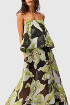 Flowering Girl Women Lennox Floral Jacquard Maxi Dress - Green