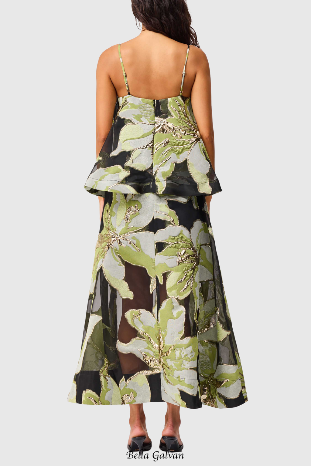 Flowering Girl Women Lennox Floral Jacquard Maxi Dress - Green