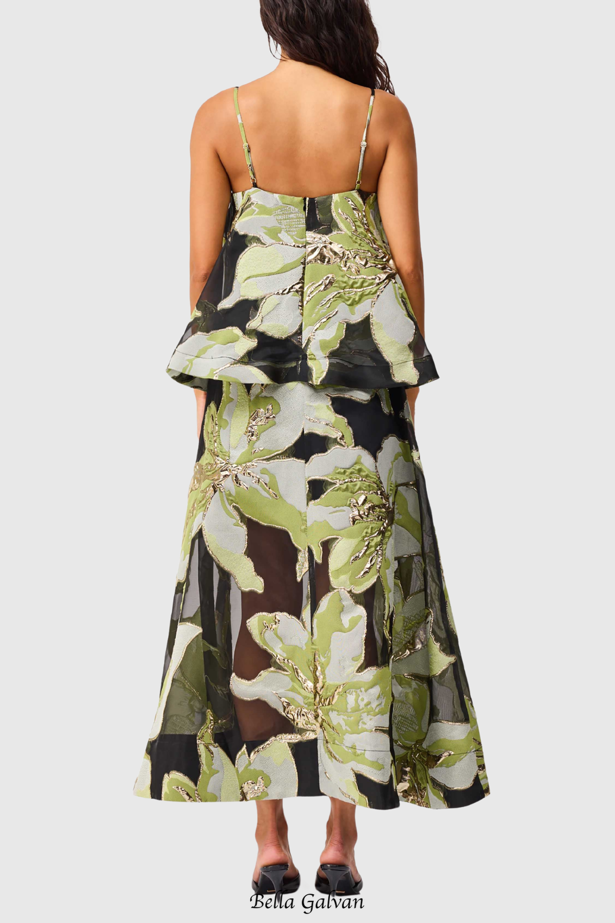 Flowering Girl Women Lennox Floral Jacquard Maxi Dress - Green