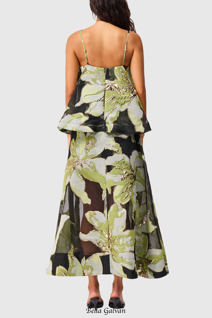 Lennox Floral Jacquard Maxi Dress - Green