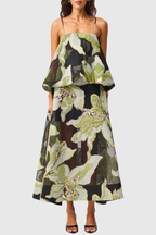 Flowering Girl Women Lennox Floral Jacquard Maxi Dress - Green