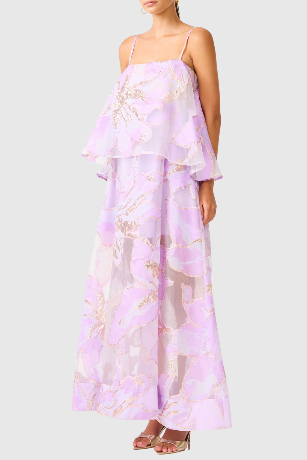 Flowering Girl Women Lennox Floral Jacquard Maxi Dress - Purple