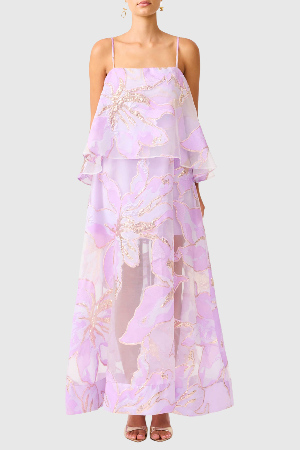 Flowering Girl Women Lennox Floral Jacquard Maxi Dress - Purple