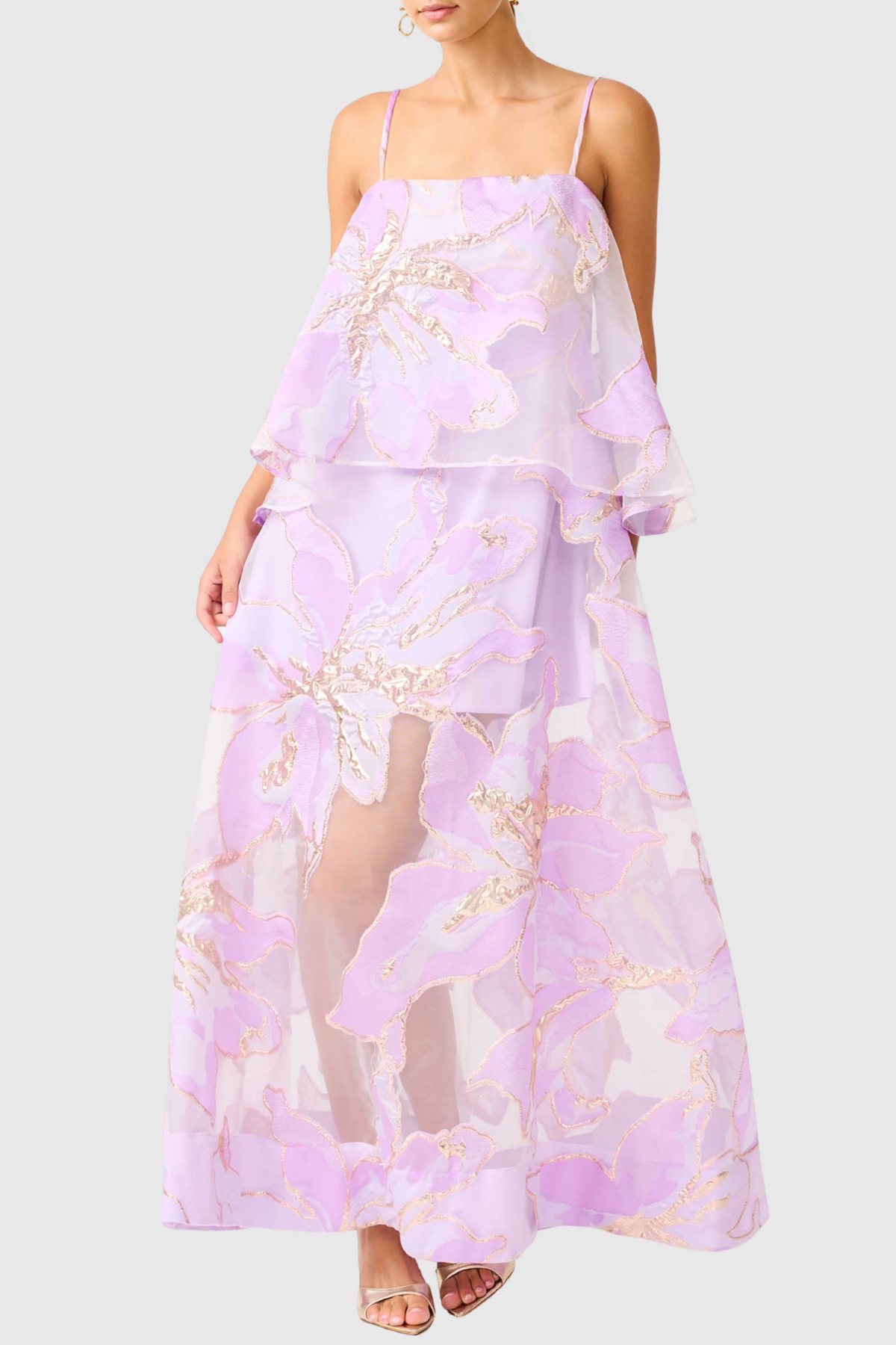 Flowering Girl Women Lennox Floral Jacquard Maxi Dress - Purple