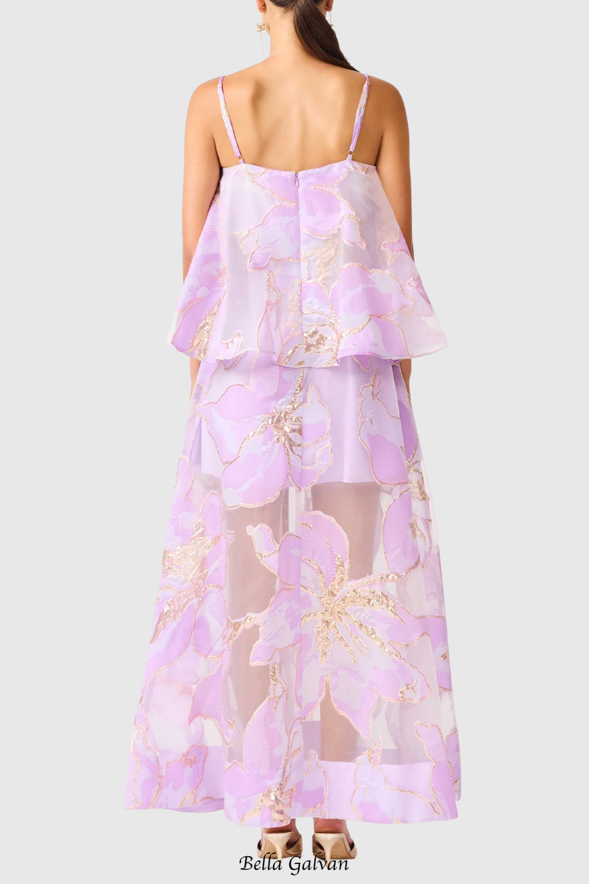Lennox Floral Jacquard Maxi Dress - Purple