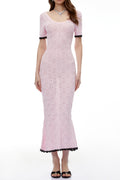 molly Pink Textured Knit Midi Dress