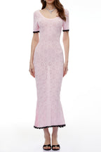 molly Pink Textured Knit Midi Dress