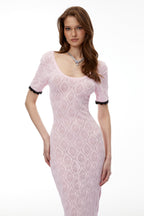 molly Pink Textured Knit Midi Dress