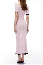 molly Pink Textured Knit Midi Dress