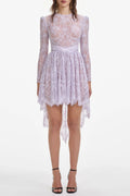 Flowering Girl Women Lilac Lace Satin Mini Dress