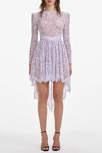Flowering Girl Women Lilac Lace Satin Mini Dress