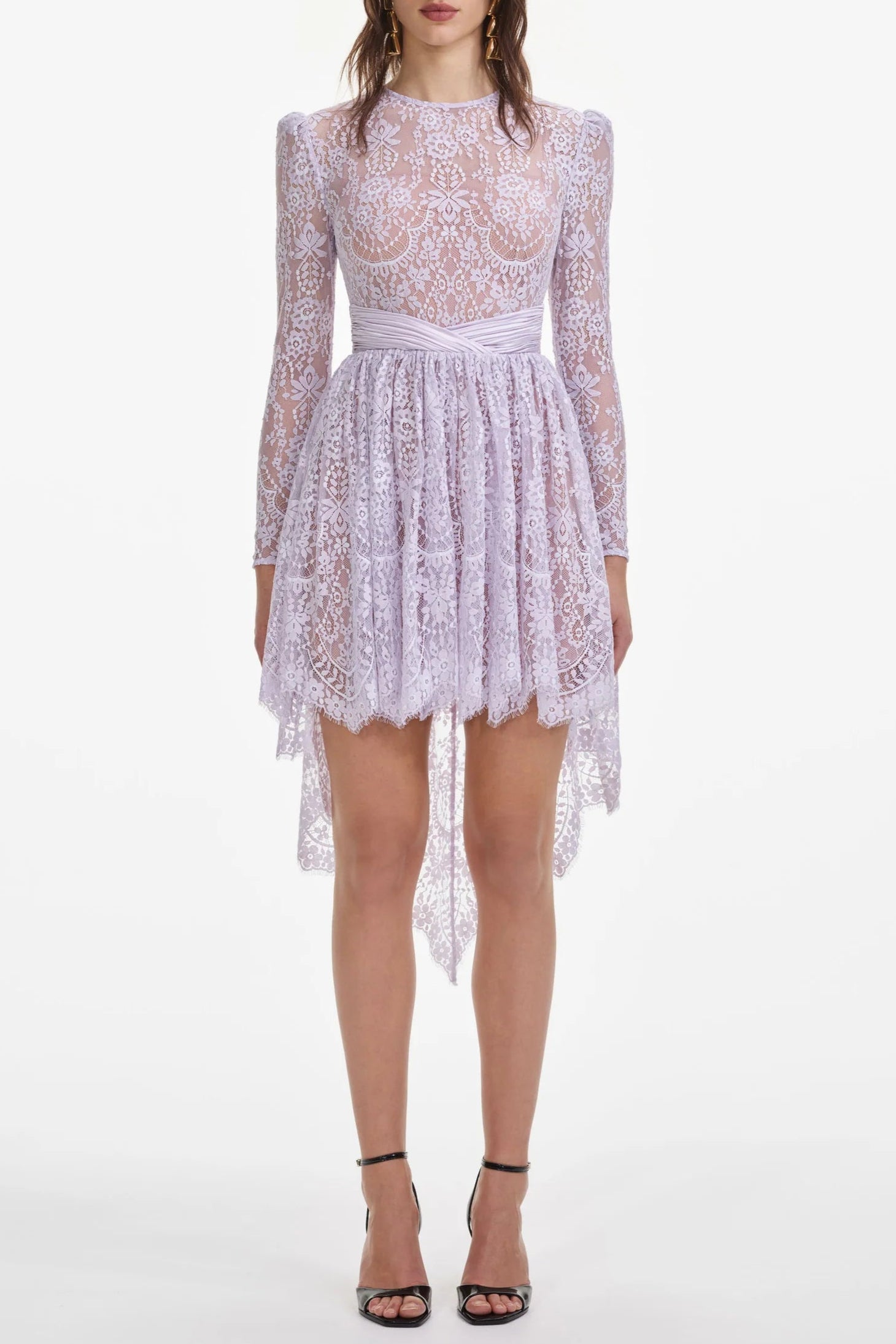 Flowering Girl Women Lilac Lace Satin Mini Dress