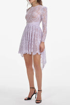 Flowering Girl Women Lilac Lace Satin Mini Dress