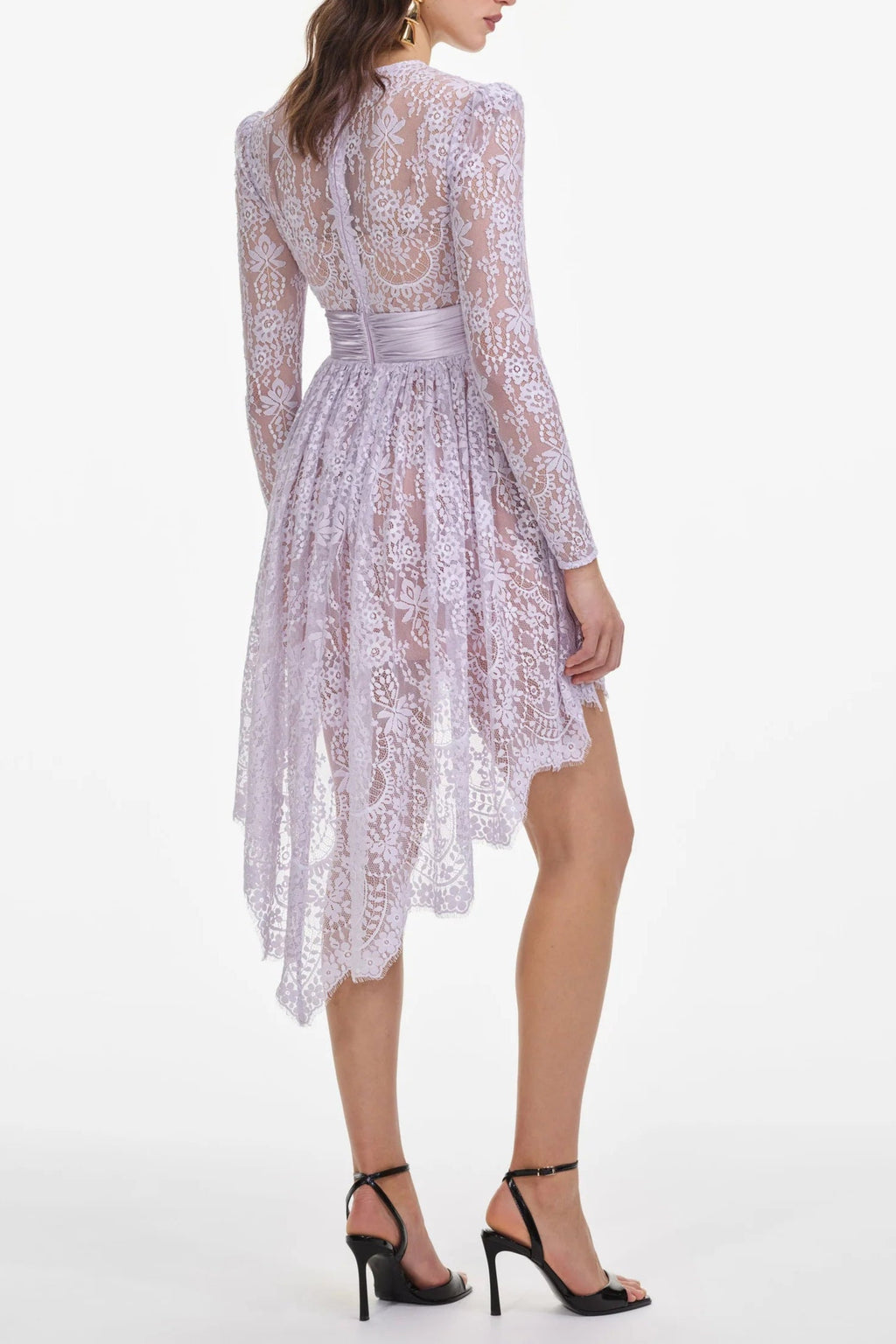 Flowering Girl Women Lilac Lace Satin Mini Dress