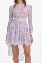 Flowering Girl Women Lilac Lace Satin Mini Dress