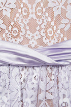 Flowering Girl Women Lilac Lace Satin Mini Dress