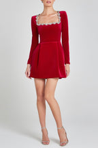 Flowering Girl Women Lilay Diamante Square Collar Mini Bandage Dress - Red