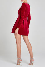 Flowering Girl Women Lilay Diamante Square Collar Mini Bandage Dress - Red