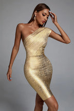Flowering Girl Women Lilia Metallic Mini Bandage Dress