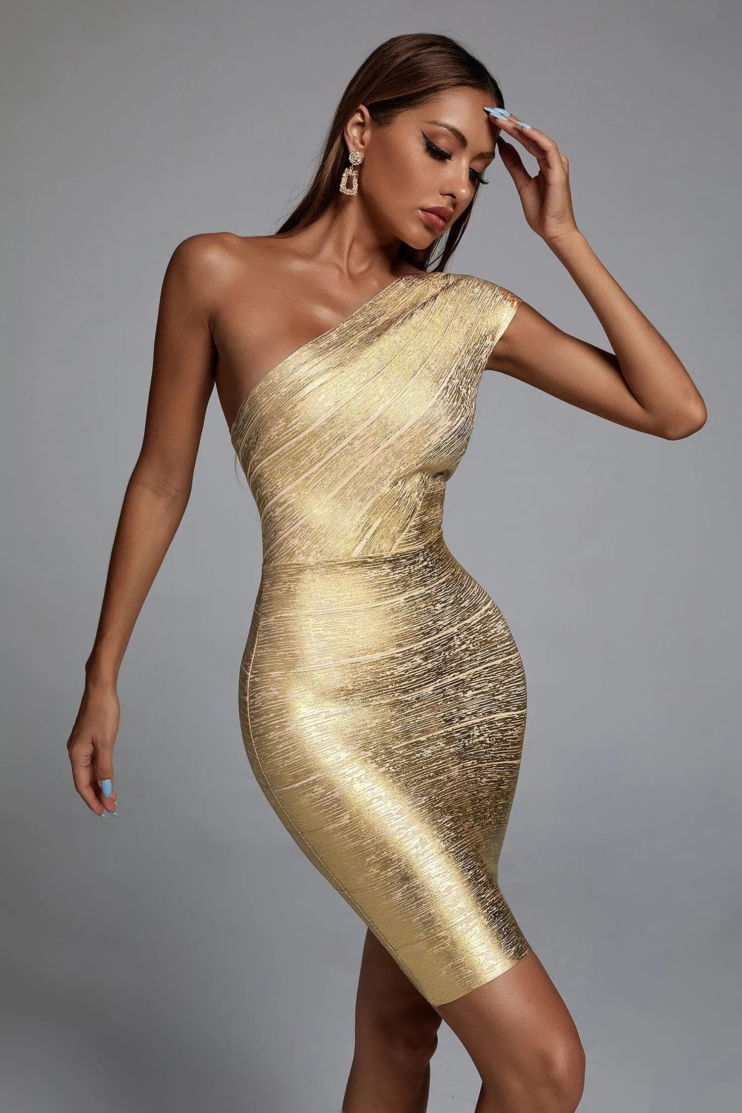 Flowering Girl Women Lilia Metallic Mini Bandage Dress