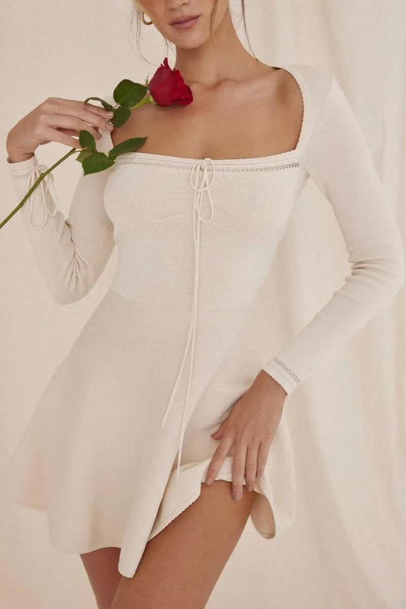 Flowering Girl Women Lillian Square-Neck Knit Mini Dress