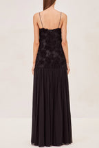 Flowering Girl Women Lillie Spaghetti Floral Ruffle Maxi Dress - Black