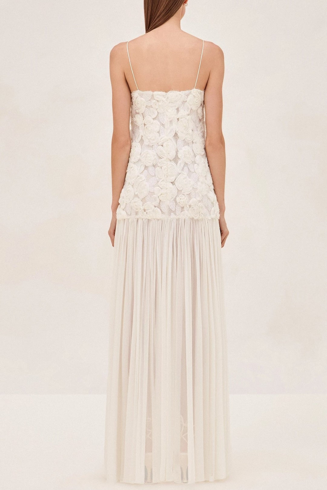 Flowering Girl Women Lillie Spaghetti Floral Ruffle Maxi Dress - White