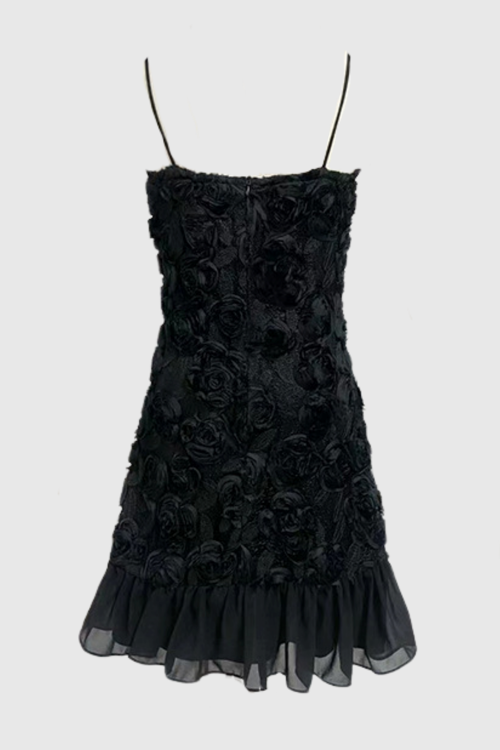 Flowering Girl Women Lillie Spaghetti Floral Ruffle Mini Dress - Black