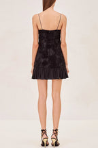 Flowering Girl Women Lillie Spaghetti Floral Ruffle Mini Dress - Black