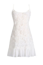 Flowering Girl Women Lillie Spaghetti Floral Ruffle Mini Dress - White