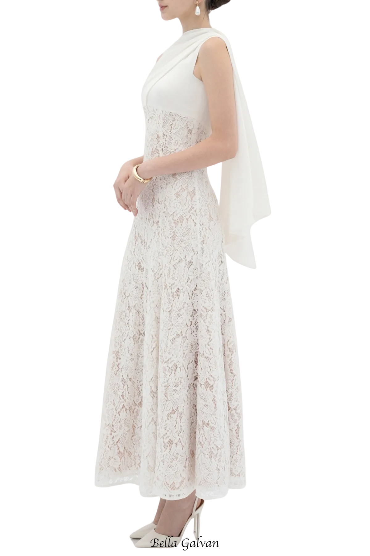 Litare Sleeveless Lace Scarf Maxi Dress