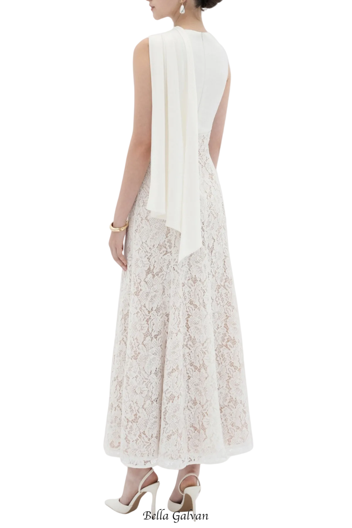Litare Sleeveless Lace Scarf Maxi Dress