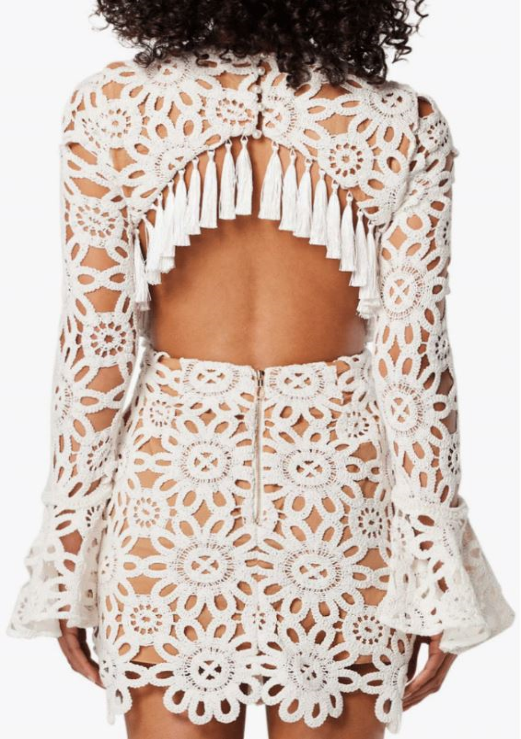 Flowering Girl Women Embroidered hollow mini dress in white