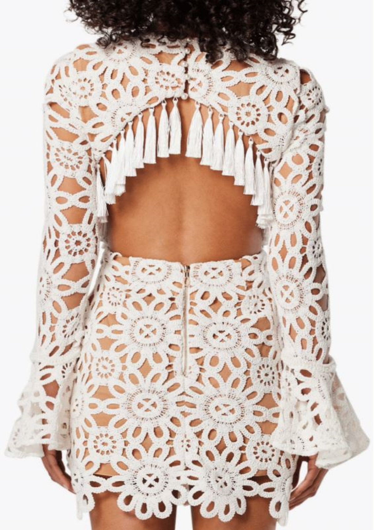 Flowering Girl Women Embroidered hollow mini dress in white