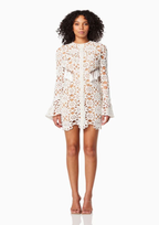 Flowering Girl Women Embroidered hollow mini dress in white