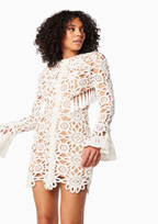 Flowering Girl Women Embroidered hollow mini dress in white