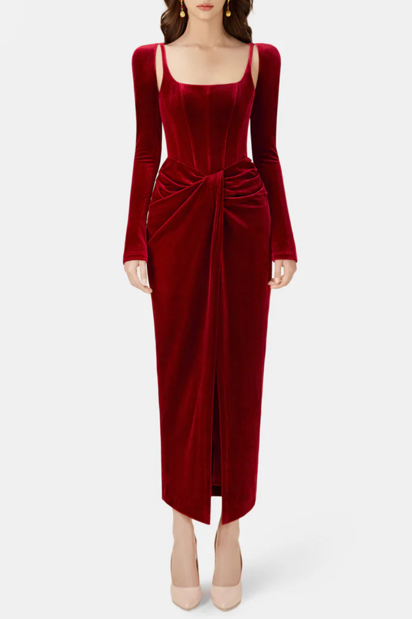 Flowering Girl Women Renwick Velvet Corset Midi Dress