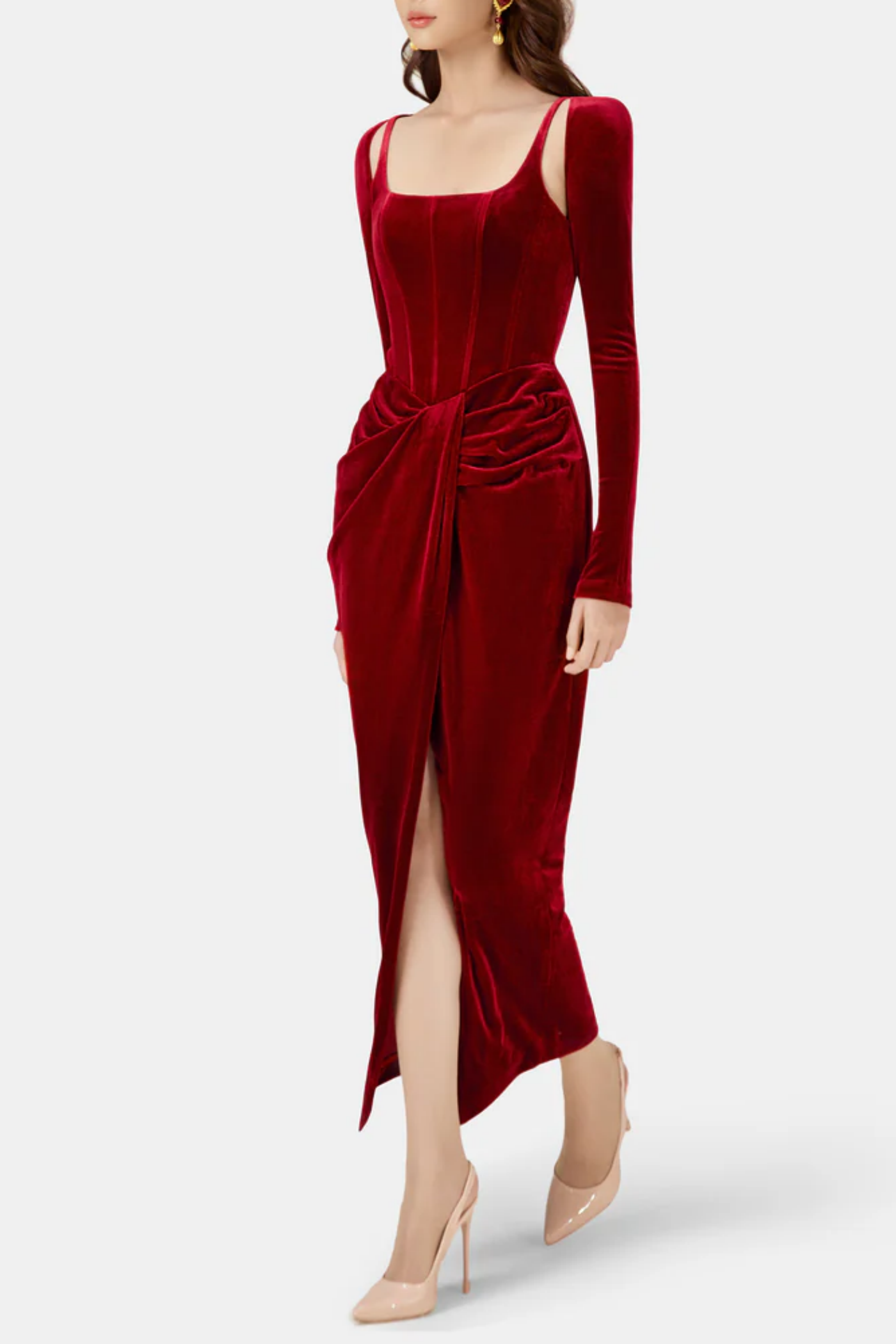 Flowering Girl Women Renwick Velvet Corset Midi Dress