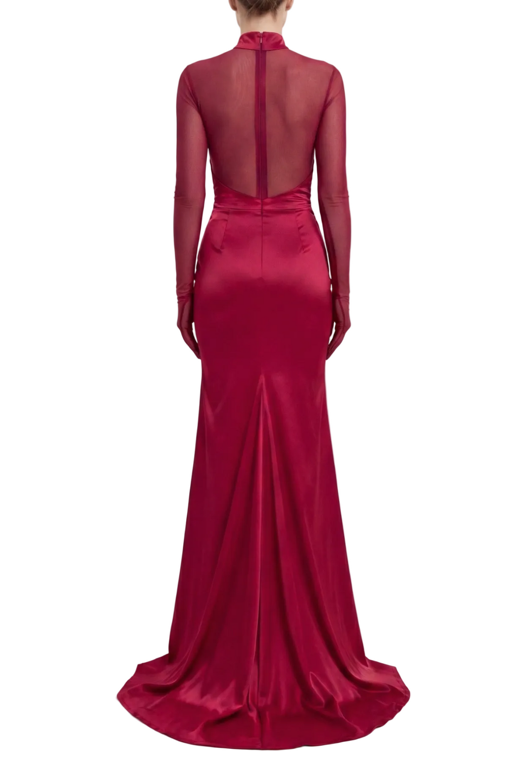 Flowering Girl Women Lorere Mesh Satin Long Sleeve Maxi Dress