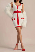Flowering Girl Women Lorraine U-Neck Contrast Mini Dress