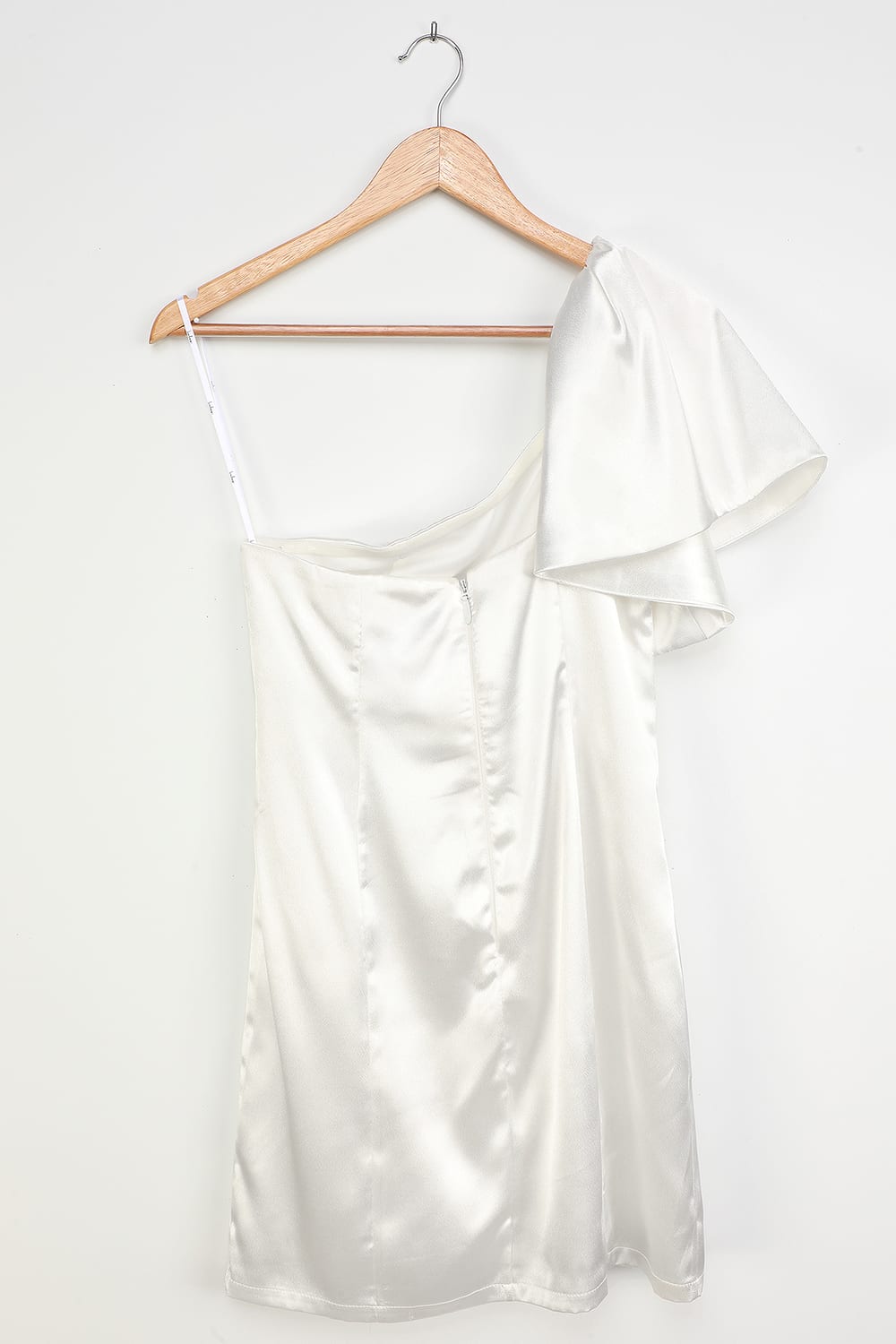 Flowering Girl Women White Satin One-Shoulder Mini Dress