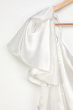 Flowering Girl Women White Satin One-Shoulder Mini Dress