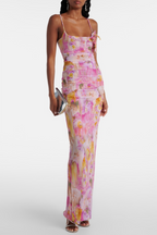Flowering Girl Women Floral Appliqué Print Maxi Dress