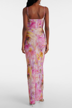 Flowering Girl Women molly Floral Appliqué Print Maxi Dress in pink