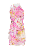 Flowering Girl Women Ludema Floral Print Halter Ruched Mini Dress