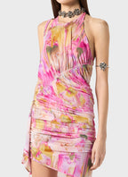 Flowering Girl Women Ludema Floral Print Halter Ruched Mini Dress